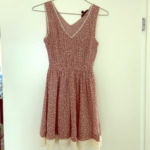 Double Zero Blush/Beige Polka-Dot Dress